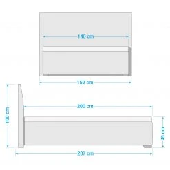 Loftscape Polsterbett Ruth - Braun / Eiche - 140 x 200cm -Deutschland Betten Verkäufe 2022 1000268655 210618 12210000160 SKETCH DETAILS P000000001000268655 sketch