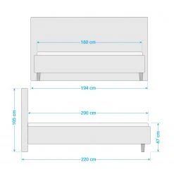 Loftscape Polsterbett Ava - Anthrazit - 180 x 200cm -Deutschland Betten Verkäufe 2022 1000272390 210614 14422400040 SKETCH DETAILS P000000001000272390 sketch