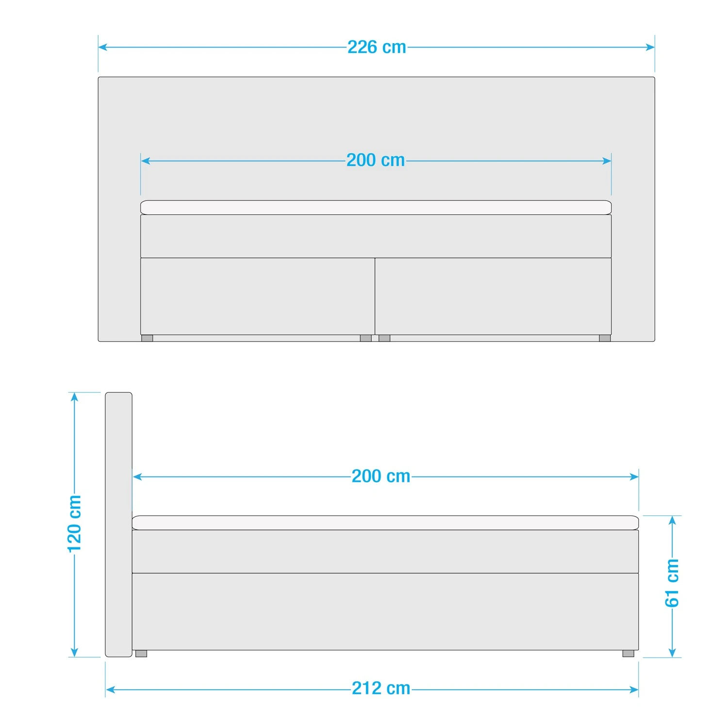 Loftscape Boxspringbett Heiko - Silber - 200 x 200cm - H3 5 Loftscape Boxspringbett Heiko - Silber - 200 x 200cm - H3 – Bild 3