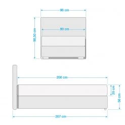Cotta Boxspringbett Acquario - Anthrazit - 90 x 200cm -Deutschland Betten Verkäufe 2022 1000278014 210708 07341900025 SKETCH DETAILS P000000001000278014 sketch
