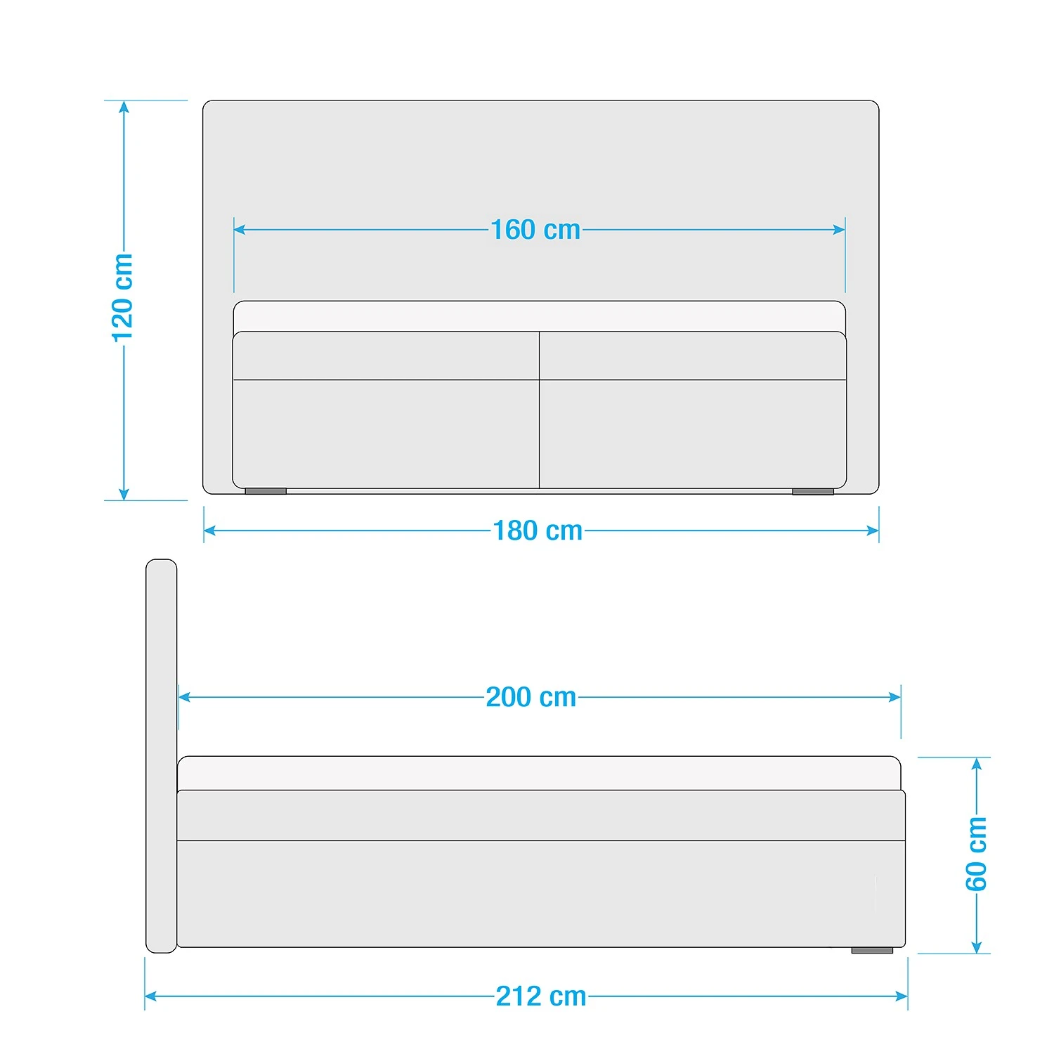 Loftscape Boxspringbett Liverpool - Hellgrau - 160 x 200cm 13 Loftscape Boxspringbett Liverpool - Hellgrau - 160 x 200cm – Bild 11