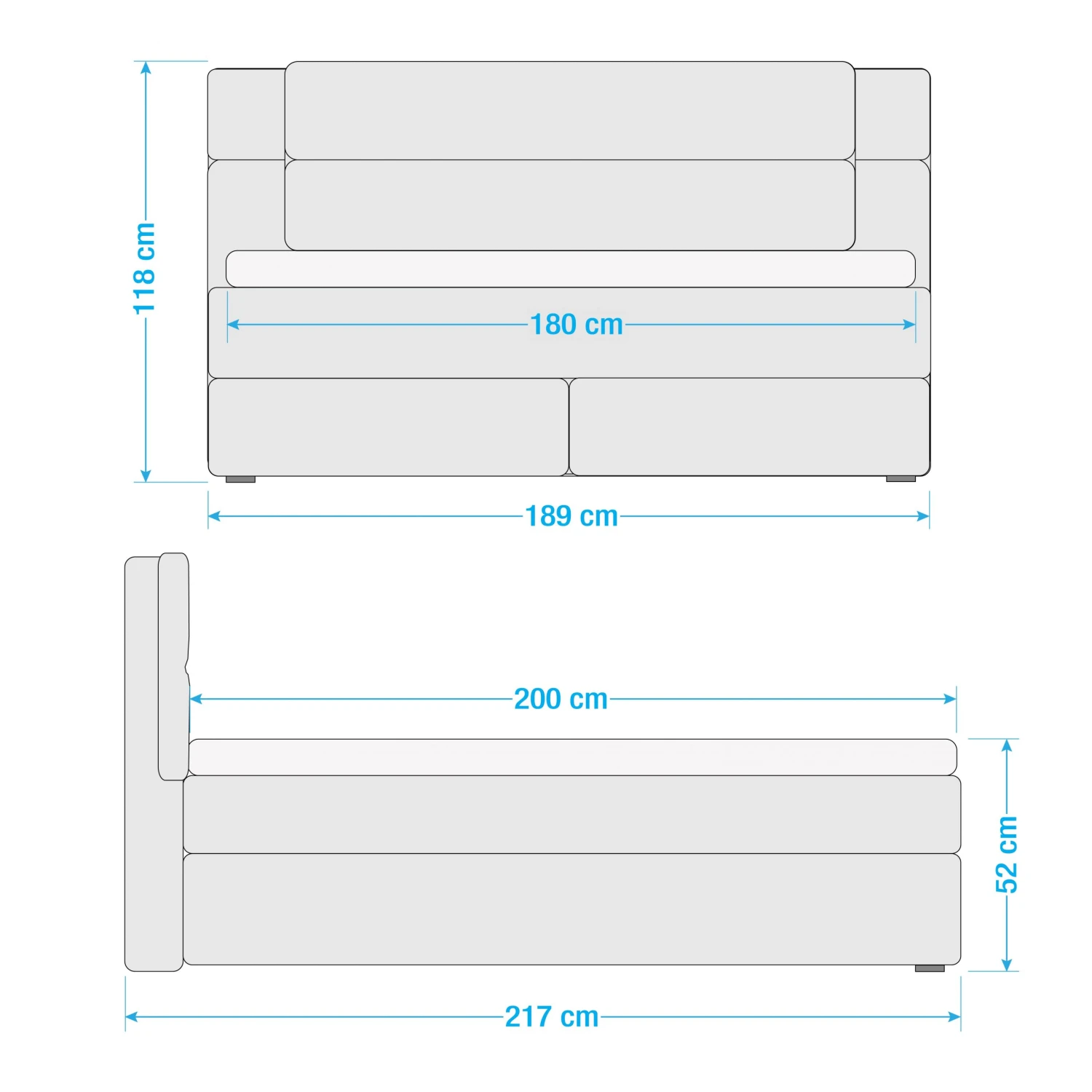 Loftscape Boxspringbett Chandler I - Grau - 180 x 200cm - H4 4 Loftscape Boxspringbett Chandler I - Grau - 180 x 200cm - H4 – Bild 2