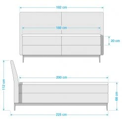Loftscape Boxspringbett Juno - Microfaser Atea: Silber - 180 x 200cm - H2 -Deutschland Betten Verkäufe 2022 1000297917 211020 135209000581 SKETCH DETAILS P000000001000297917 sketch