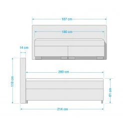 Loftscape Boxspringbett Karlsborg - Hellgrau - 180 x 200cm -Deutschland Betten Verkäufe 2022 1000314780 211216 153224000524 SKETCH DETAILS P000000001000314780 sketch