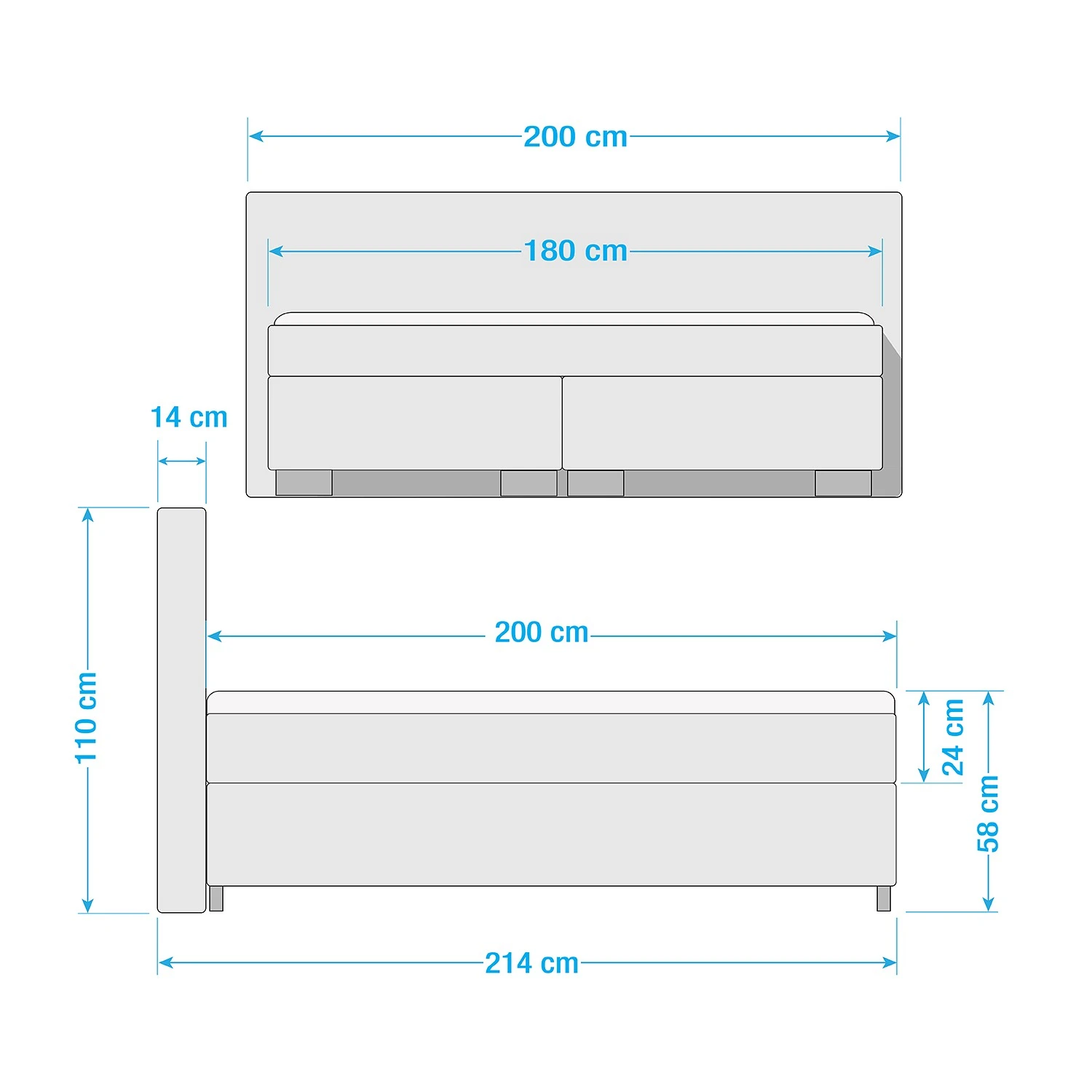 Loftscape Boxspringbett Longsland - Grau - 180 x 200cm 5 Loftscape Boxspringbett Longsland - Grau - 180 x 200cm – Bild 3