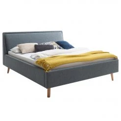 Meise.möbel Polsterbett Frieda - Webstoff Stenja: Grau - 180 x 200cm - Braun - Ohne Stauraum