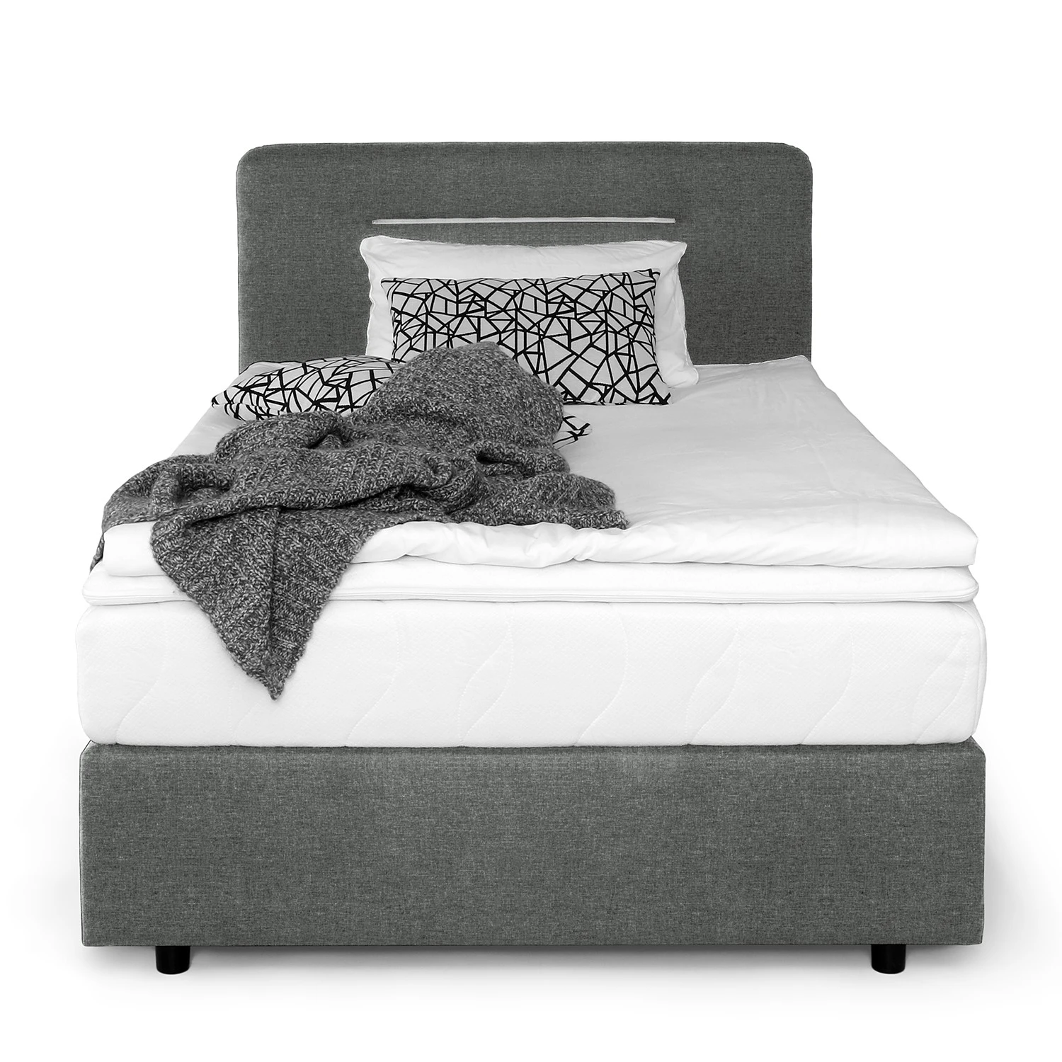 Loftscape Boxspringbett Runner I - mit Beleuchtung - Flachgewebe Kora: Grau 4 Loftscape Boxspringbett Runner I - mit Beleuchtung - Flachgewebe Kora: Grau – Bild 2