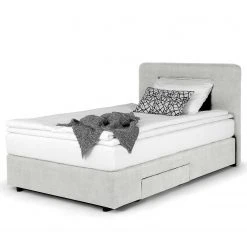 Loftscape Boxspringbett Runner II - mit Beleuchtung - Microfaser Senga: Silber