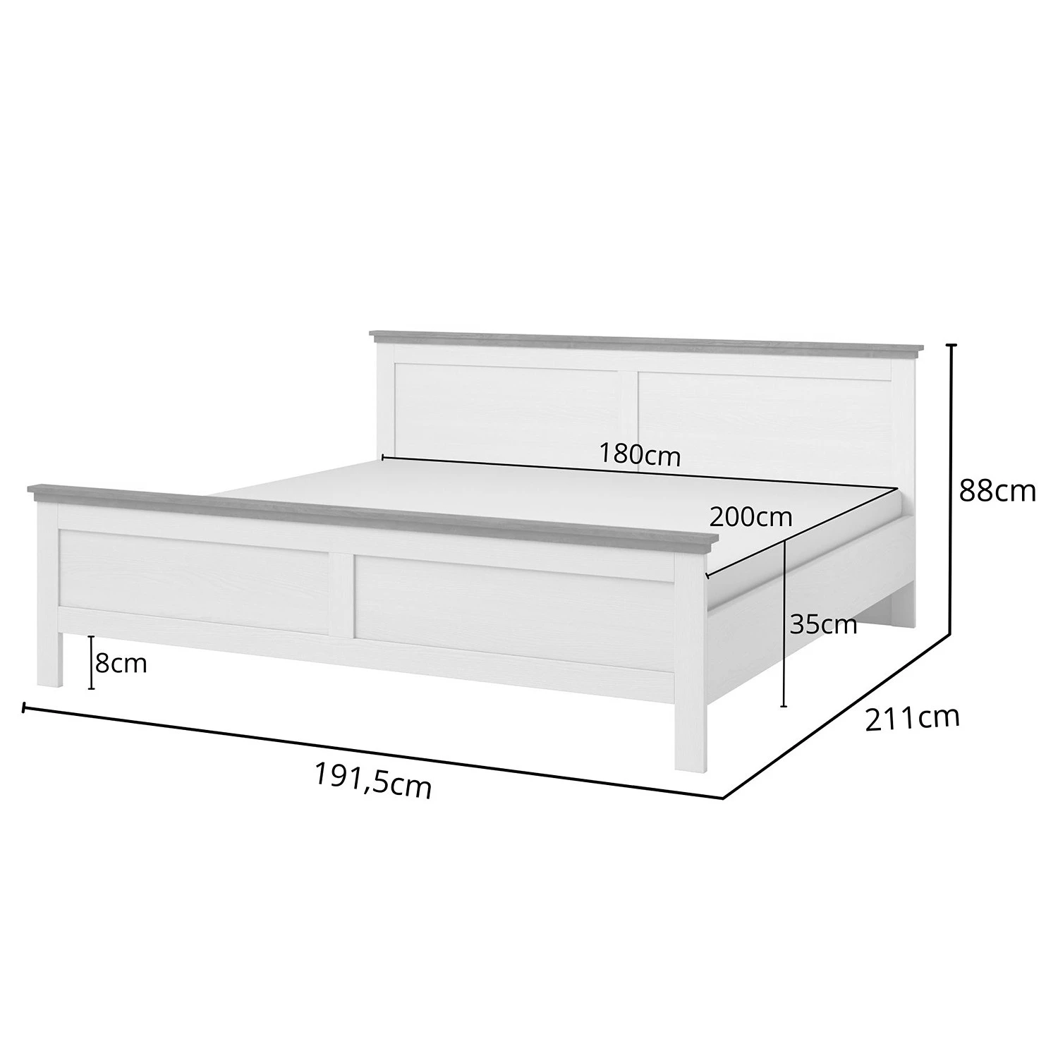 Loftscape Bettgestell Emmanuela - Eiche Weiß Dekor - 180 x 200cm 6 Loftscape Bettgestell Emmanuela - Eiche Weiß Dekor - 180 x 200cm – Bild 4