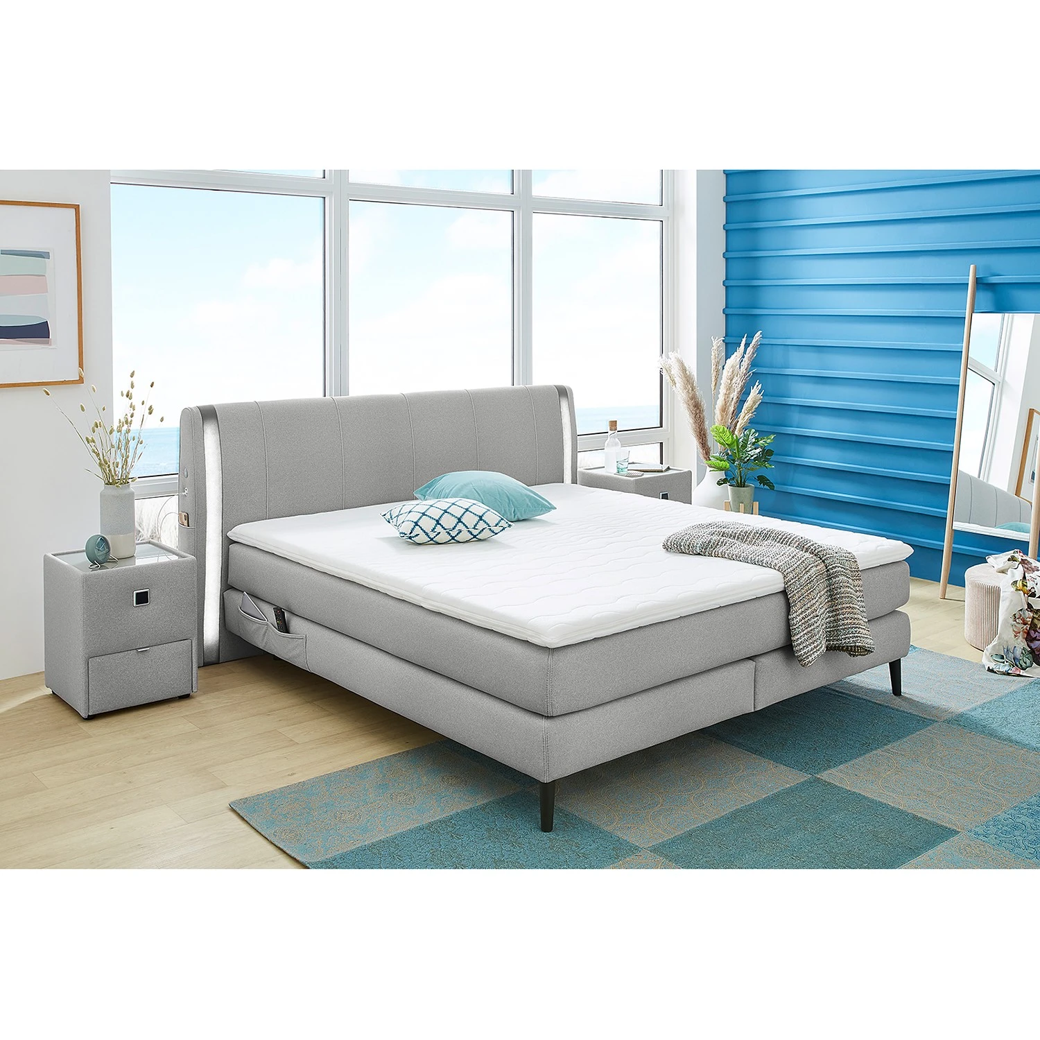 Loftscape Boxspringbett Nirvana - Hellgrau - Doppelmatratze H3/H4 4 Loftscape Boxspringbett Nirvana - Hellgrau - Doppelmatratze H3/H4 – Bild 2