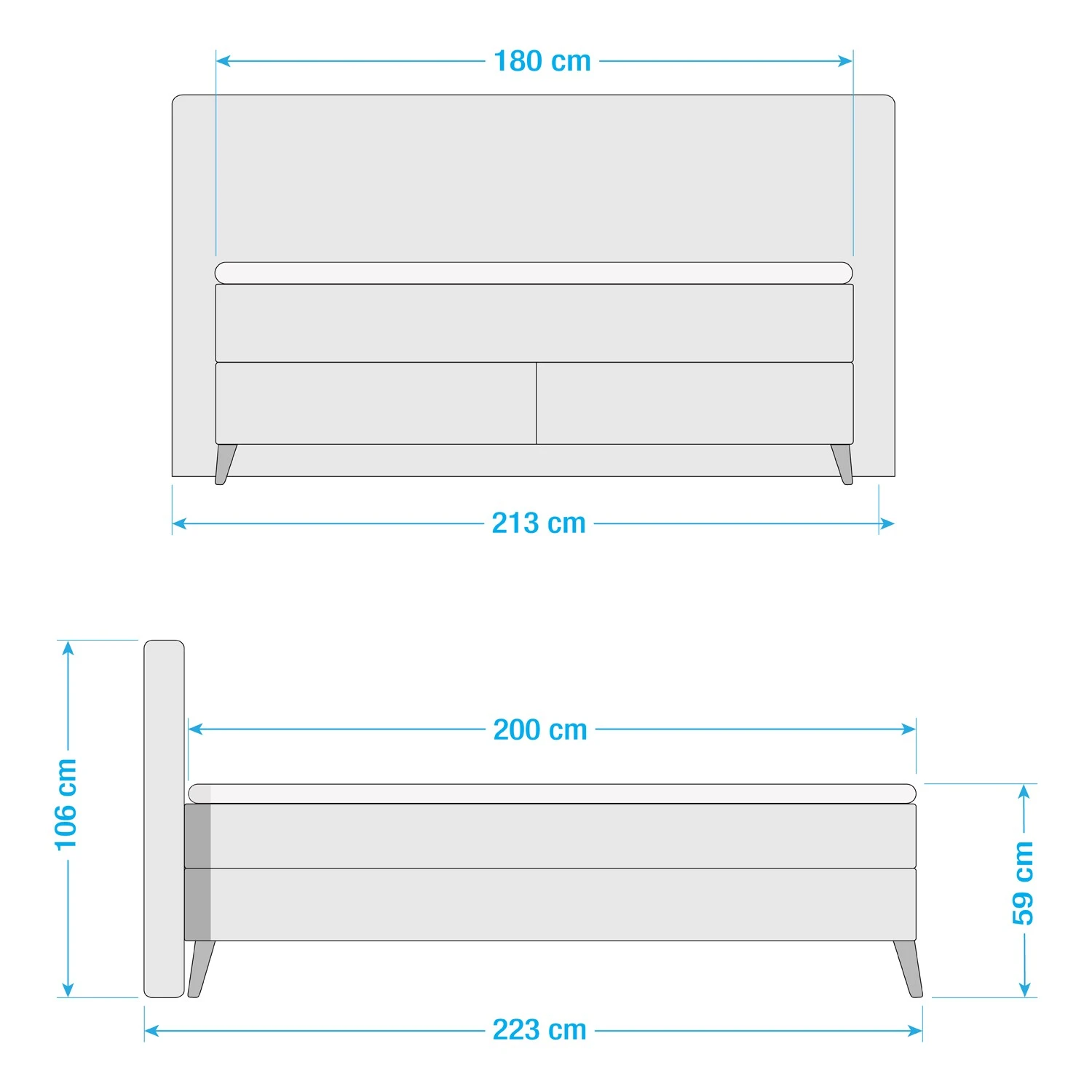 Loftscape Boxspringbett Nirvana - Hellgrau - Doppelmatratze H3/H4 11 Loftscape Boxspringbett Nirvana - Hellgrau - Doppelmatratze H3/H4 – Bild 9