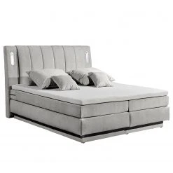 Loftscape Boxspringbett Smithers - Microvelours Thala: Silber
