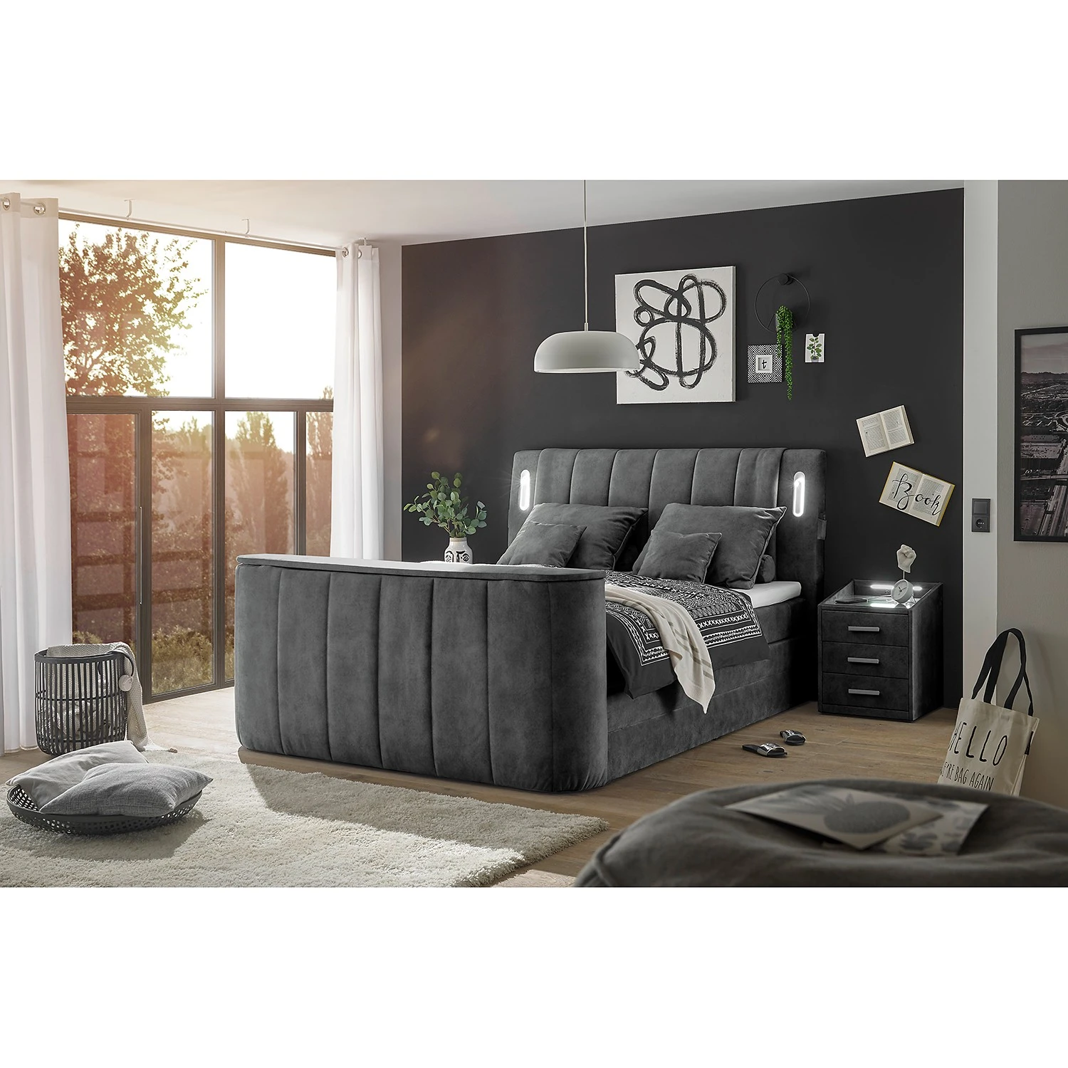 Loftscape Boxspringbett Touch II - Microfaser Salvo: Anthrazit 4 Loftscape Boxspringbett Touch II - Microfaser Salvo: Anthrazit – Bild 2