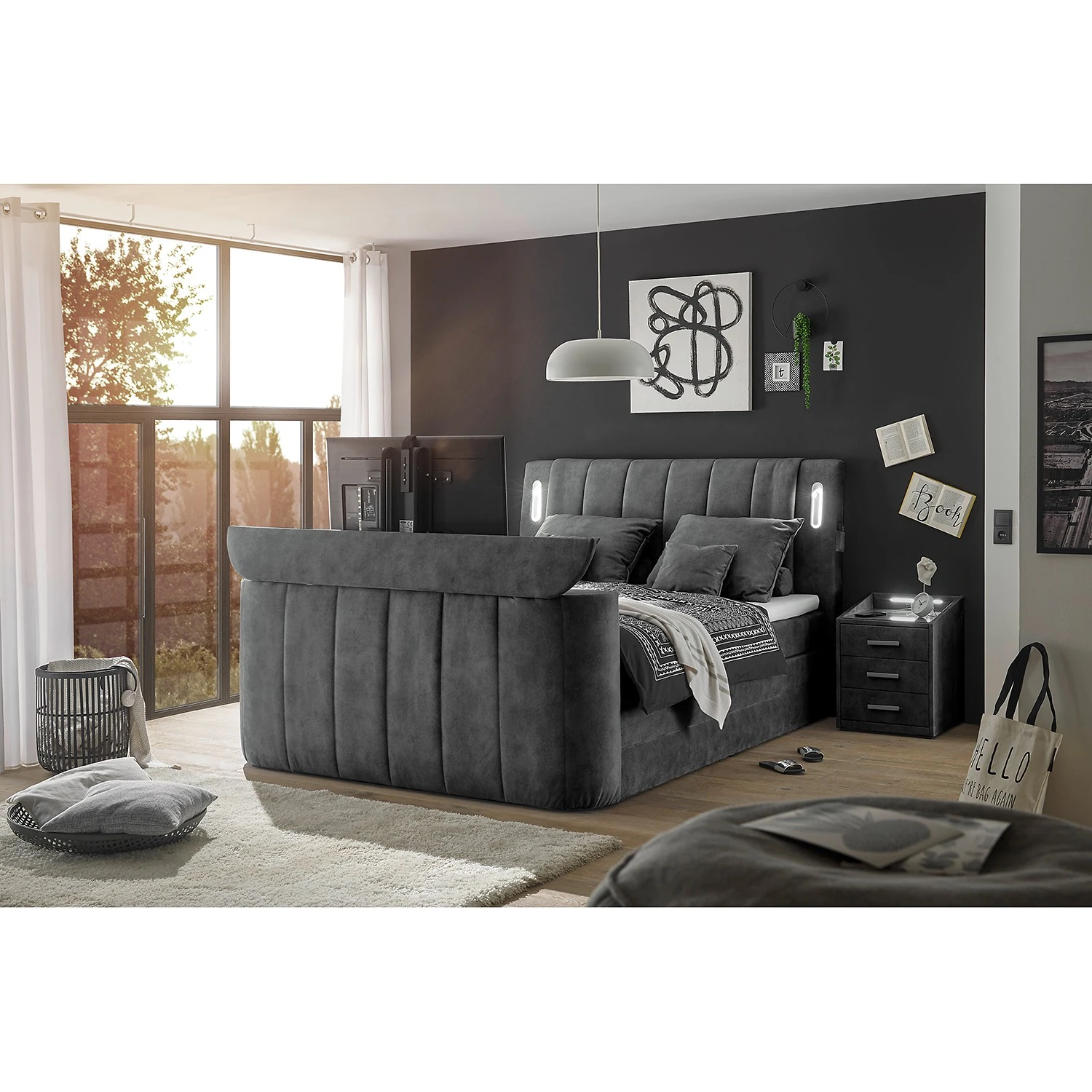 Loftscape Boxspringbett Touch II - Microfaser Salvo: Anthrazit 5 Loftscape Boxspringbett Touch II - Microfaser Salvo: Anthrazit – Bild 3