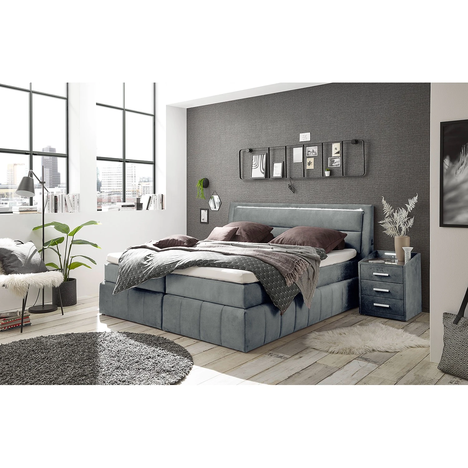 Loftscape Boxspringbett Empirial Night - Microfaser Salvo: Grau 4 Loftscape Boxspringbett Empirial Night - Microfaser Salvo: Grau – Bild 2