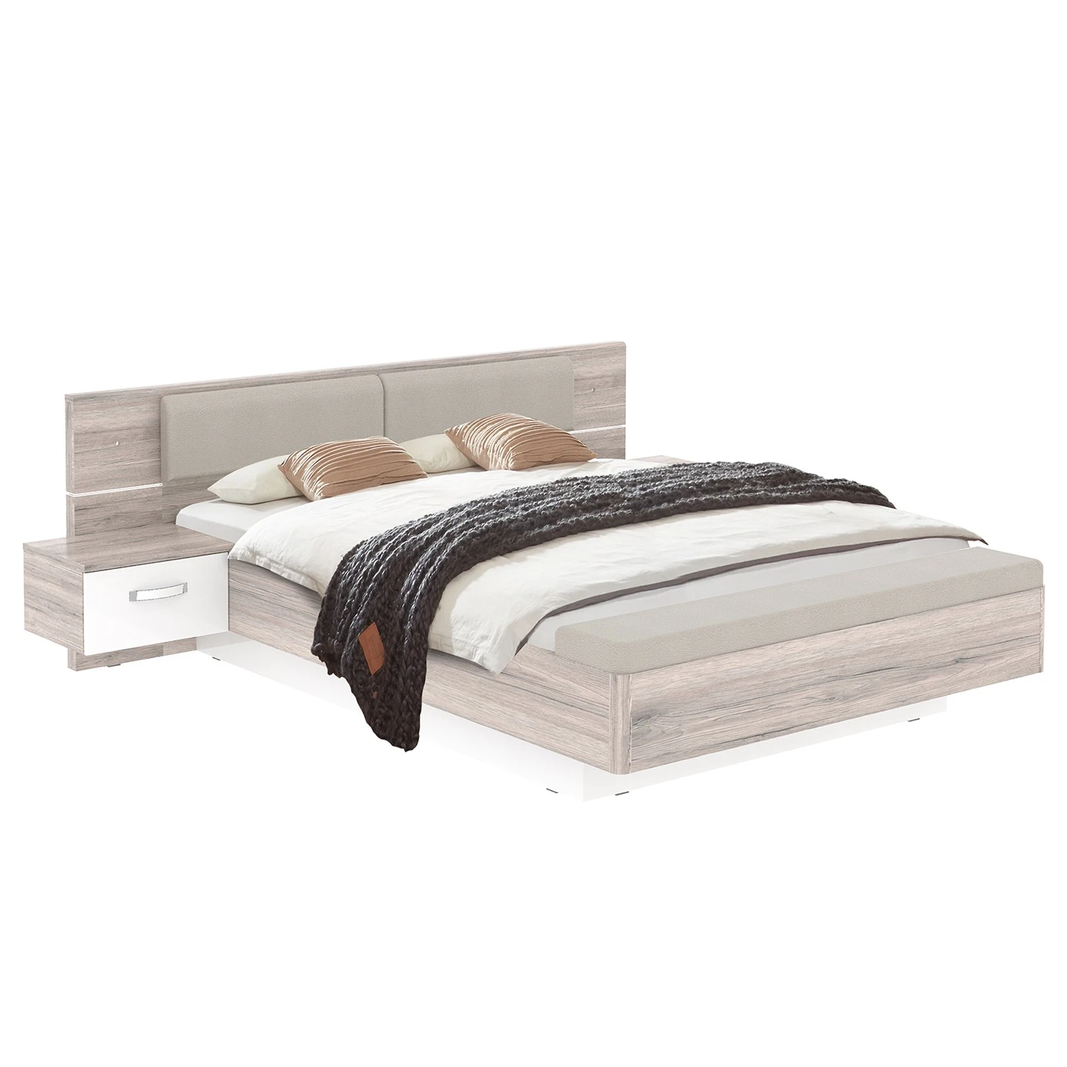 Loftscape Bettanlage Asperen - Sandeiche Dekor / Hochglanz Weiß - 180 x 200cm 3 Loftscape Bettanlage Asperen - Sandeiche Dekor / Hochglanz Weiß - 180 x 200cm