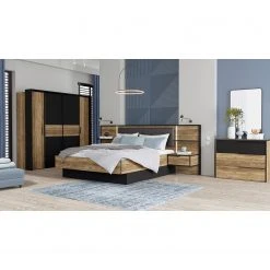 Loftscape Bettanlage Huy - Inkl. Beleuchtung - Alpenkiefer Dekor / Schwarz - 180 x 200cm -Deutschland Betten Verkäufe 2022 1000363078 220819 022 MOOD DETAILS P000000001000363078 mood 2