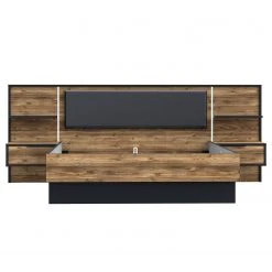 Loftscape Bettanlage Huy - Inkl. Beleuchtung - Alpenkiefer Dekor / Schwarz - 180 x 200cm -Deutschland Betten Verkäufe 2022 1000363078 220819 050 DETAILS P000000001000363078 2