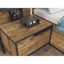 Loftscape Bettanlage Huy - Inkl. Beleuchtung - Alpenkiefer Dekor / Schwarz - 180 x 200cm -Deutschland Betten Verkäufe 2022 1000363078 220819 082 DETAILS P000000001000363078 2