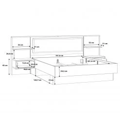 Loftscape Bettanlage Huy - Inkl. Beleuchtung - Alpenkiefer Dekor / Schwarz - 180 x 200cm -Deutschland Betten Verkäufe 2022 1000363078 220819 501 SKETCH DETAILS P000000001000363078 sketch 2