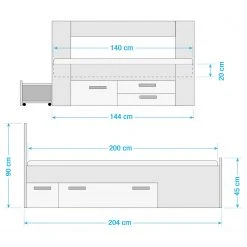 Loftscape Bettgestell Mons - Sandeiche Dekor / Weiß -Deutschland Betten Verkäufe 2022 1000363102 220819 500 SKETCH DETAILS P000000001000363102 sketch