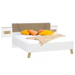 Loftscape Bettgestell Olivee - Hochglanz Weiß /Braun