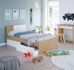 Dmora Einzelcontainerbett mit Kopfteil