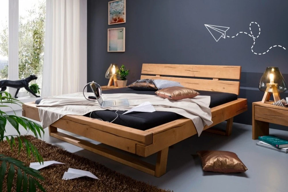 KAWOLA Balkenbett MALA Kiefer massiv - Breite: 162 cm 4 KAWOLA Balkenbett MALA Kiefer massiv - Breite: 162 cm – Bild 2