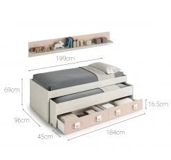 Dmora Bettgestell mit zweitem Ausziehbett mit -Deutschland Betten Verkäufe 2022 28f2df37df0f4f16b1263020cbd9775d