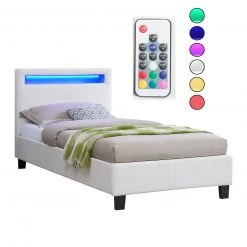 CARO-Möbel Polsterbett mit LED MANDALAY 90x200 cm - Weiß -Deutschland Betten Verkäufe 2022 2b66adfed169444f839bb4b746dc0d39