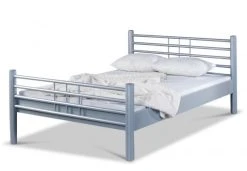 EINRICHTEN24 Metallbett Lea silbergrau - 200 x 200 cm