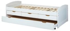 Ebuy24 Ulli Bett 90 - Ulli Bett 90 x 190 cm mit 1 Ausziehbett, 3 Schubladen, inkl. 1 Lattenrost weiß.