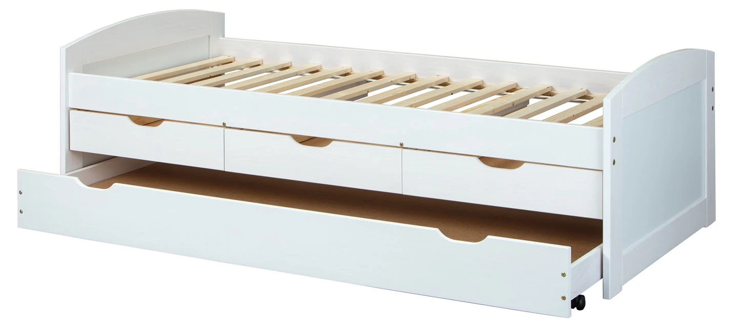 Ebuy24 Ulli Bett 90 - Ulli Bett 90 x 190 cm mit 1 Ausziehbett, 3 Schubladen, inkl. 1 Lattenrost weiß. 3 Ebuy24 Ulli Bett 90 - Ulli Bett 90 x 190 cm mit 1 Ausziehbett, 3 Schubladen, inkl. 1 Lattenrost weiß.