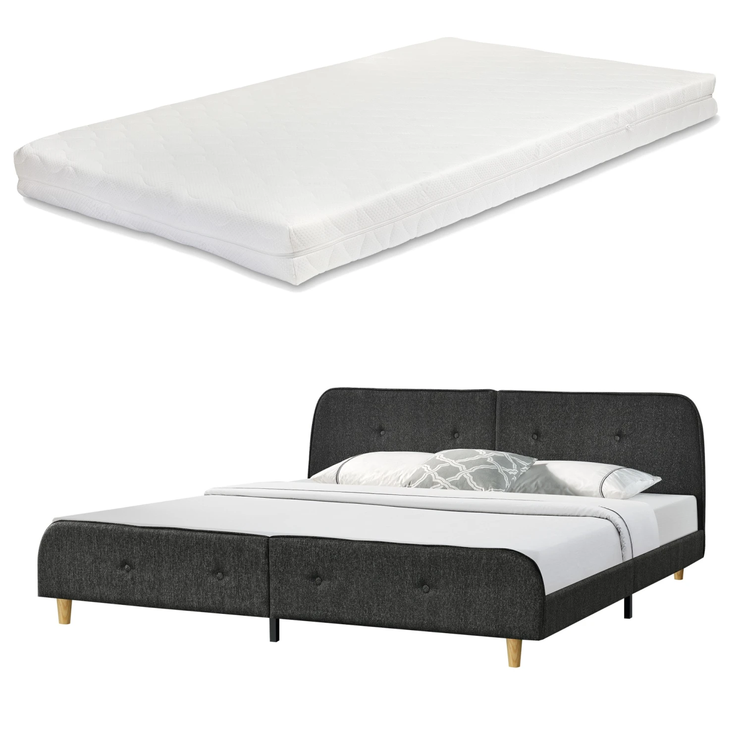 En.casa Polsterbett Silkeborg - Steingrau - Tiefe: 180 cm 3 En.casa Polsterbett Silkeborg - Steingrau - Tiefe: 180 cm