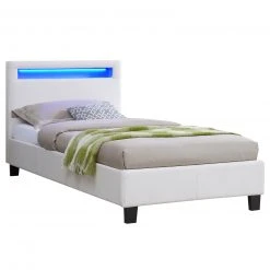 CARO-Möbel Polsterbett mit LED MANDALAY 90x200 cm - Weiß