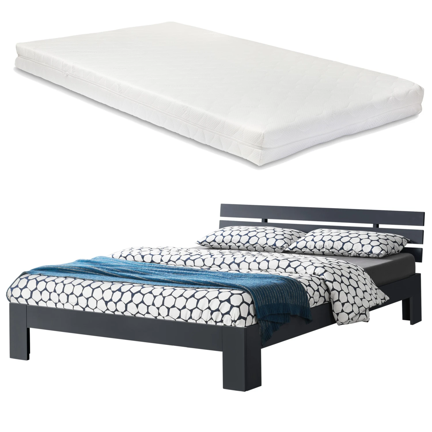 En.casa Holzbett Svensby mit Matratze - Grau - Breite: 185 cm 3 En.casa Holzbett Svensby mit Matratze - Grau - Breite: 185 cm