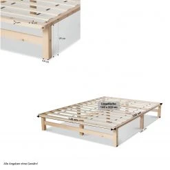Homestyle4u Holzbett Palettenbett 140x200 Natur -Deutschland Betten Verkäufe 2022 5234714f34d44fedbbf0ce47544ee996