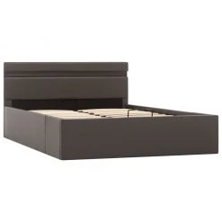 VidaXL Stauraumbett Hydraulisch mit LED - vidaXL Stauraumbett Hydraulisch mit LED Grau Kunstleder 140×200 cm