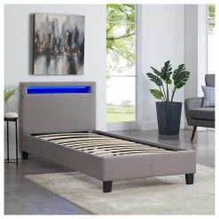 CARO-Möbel Polsterbett mit LED HIMALAYA 90x200 cm - Grau -Deutschland Betten Verkäufe 2022 592c080a50de43b09b70d4c1ae302d49