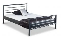 EINRICHTEN24 Metallbett Holly schwarz/Chrom - Breite: 160 cm