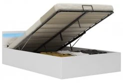 VidaXL Stauraumbett Hydraulisch mit LED - vidaXL Stauraumbett Hydraulisch mit LED Weiß Kunstleder 140×200 cm