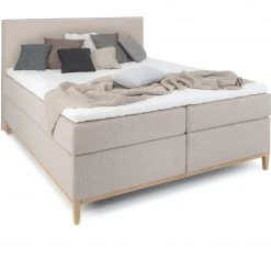 Wonello Boxspringbett Motala - Eiche Dekor - Beige - Breite: 180 cm