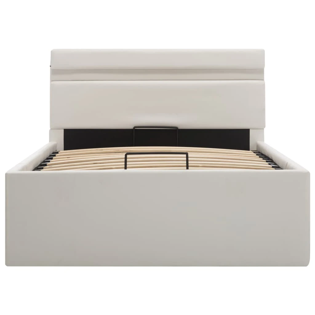 VidaXL Stauraumbett Hydraulisch mit LED - vidaXL Stauraumbett Hydraulisch mit LED Weiß Kunstleder 90×200 cm 7 VidaXL Stauraumbett Hydraulisch mit LED - vidaXL Stauraumbett Hydraulisch mit LED Weiß Kunstleder 90×200 cm – Bild 5