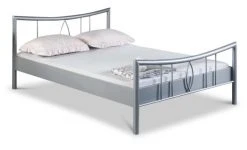 EINRICHTEN24 Metallbett Luisa silbergrau - Breite: 100 cm