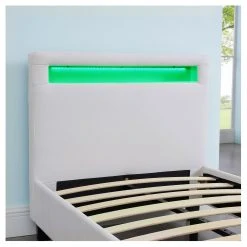 CARO-Möbel Polsterbett mit LED MANDALAY 90x200 cm - Weiß -Deutschland Betten Verkäufe 2022 76adf8f51914423c98b19d7bb86260c4