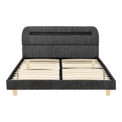 En.casa LED Bett Roskilde + Matratze - Steingrau - Tiefe: 140 cm -Deutschland Betten Verkäufe 2022 7933486cdbb24a2f9422f053accbcf10