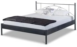 EINRICHTEN24 Metallbett Lena schwarz gewischt - Breite: 140 cm