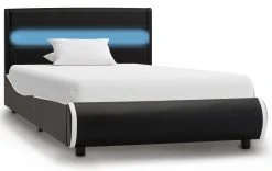 VidaXL Bettgestell - vidaXL Bettgestell mit LED Schwarz Kunstleder 90x200 cm