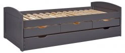 Ebuy24 Lena Bett - Lena Bett mit 1 Ausziehbett, 3 Schubladen, inkl. 1 Lattenrost Grau.
