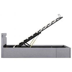 VidaXL Bettgestell - vidaXL Stauraumbett Hydraulisch mit LED Hellgrau Stoff 90×200 cm -Deutschland Betten Verkäufe 2022 86f4d62d555843bfad11f6779f19c51f